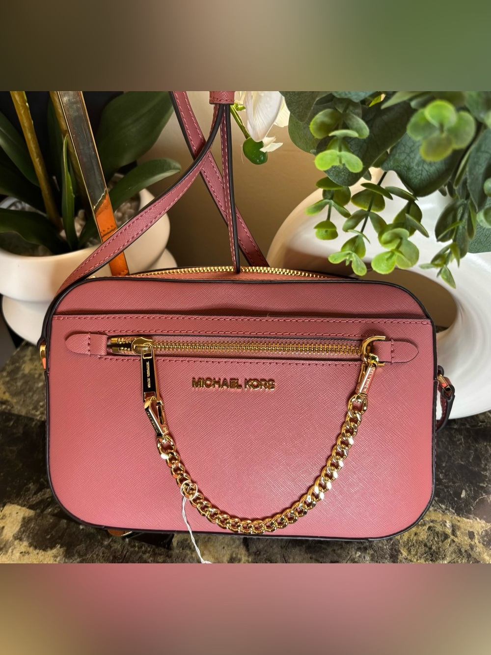NWT Michael Kors Jet Set Large Saffiano Leather Crossbody Bag. 🎁 Free Gift